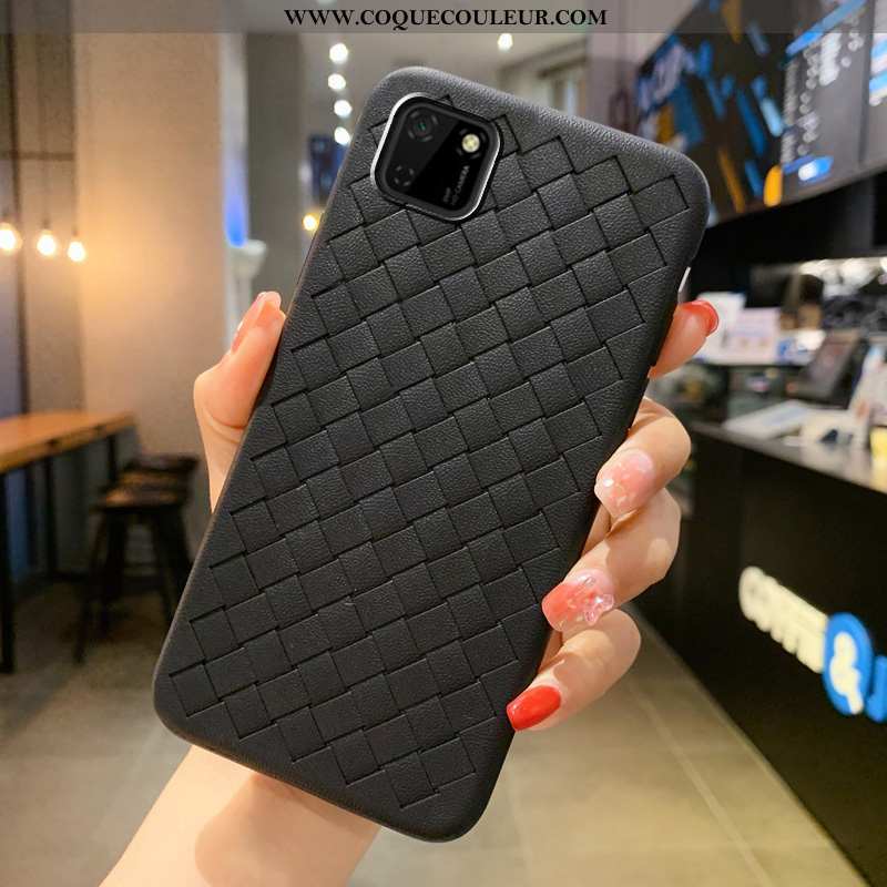 Étui Huawei Y5p Modèle Fleurie Tissage Protection, Coque Huawei Y5p Mode Incassable Noir