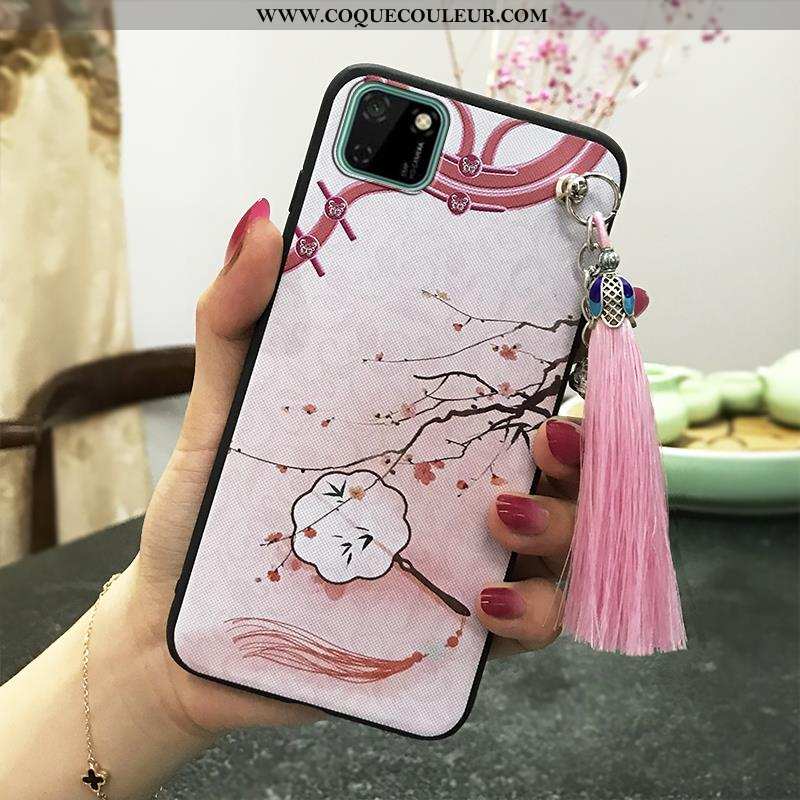 Étui Huawei Y5p Silicone Coque Téléphone Portable, Huawei Y5p Créatif Vintage Rose