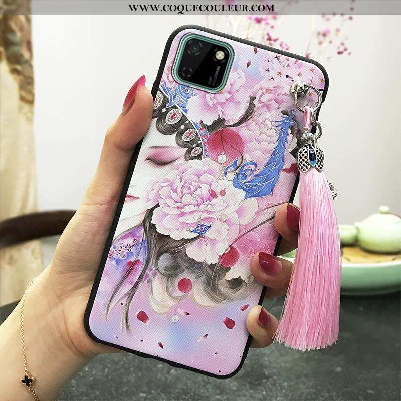 Étui Huawei Y5p Silicone Coque Téléphone Portable, Huawei Y5p Créatif Vintage Rose