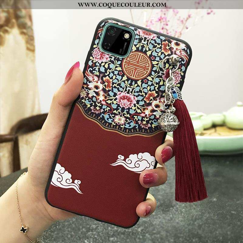 Étui Huawei Y5p Silicone Coque Téléphone Portable, Huawei Y5p Créatif Vintage Rose