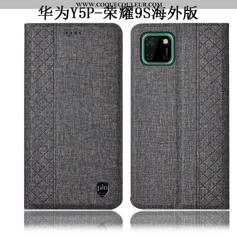 Coque Huawei Y5p Cuir Tout Compris Gris, Housse Huawei Y5p Protection Gris