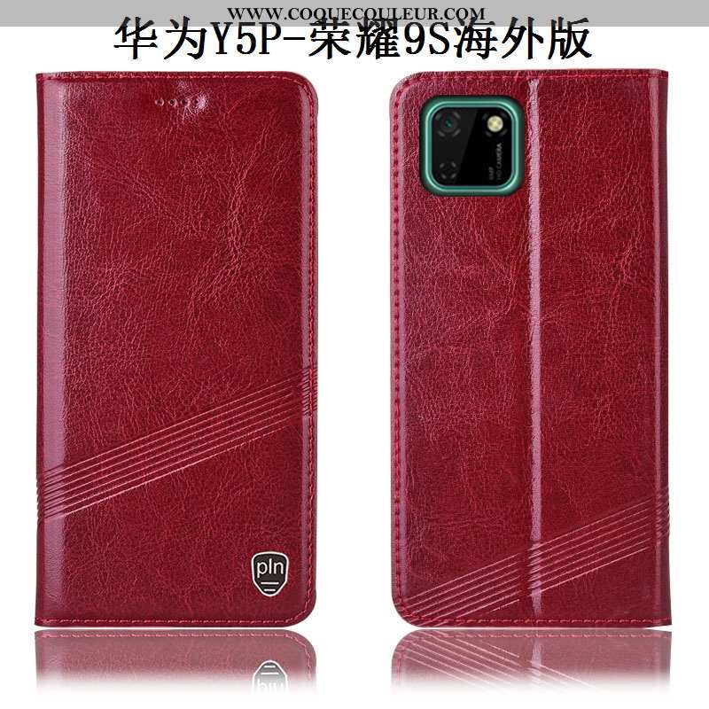 Étui Huawei Y5p Cuir Véritable Téléphone Portable Marron, Coque Huawei Y5p Protection Marron