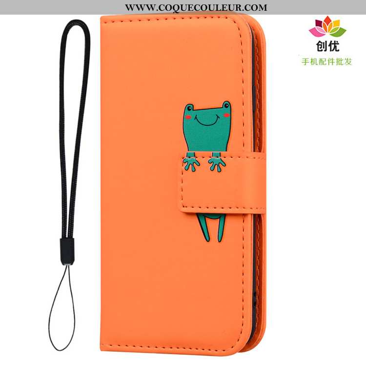 Étui Huawei Y5p Protection Clamshell, Coque Huawei Y5p Dessin Animé Téléphone Portable Orange