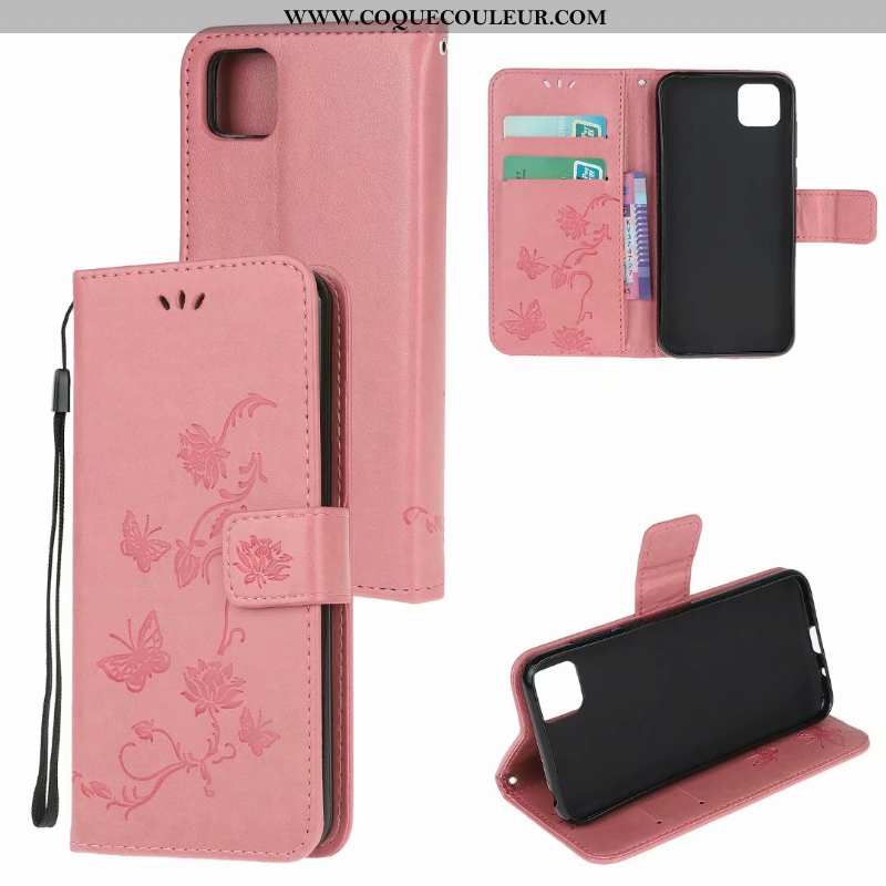 Étui Huawei Y5p Fluide Doux Téléphone Portable Rose, Coque Huawei Y5p Cuir Incassable Rose