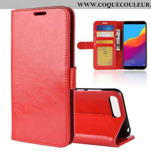 Étui Huawei Y6 2020 Portefeuille Clamshell Étui, Coque Huawei Y6 2020 Cuir Business Rouge