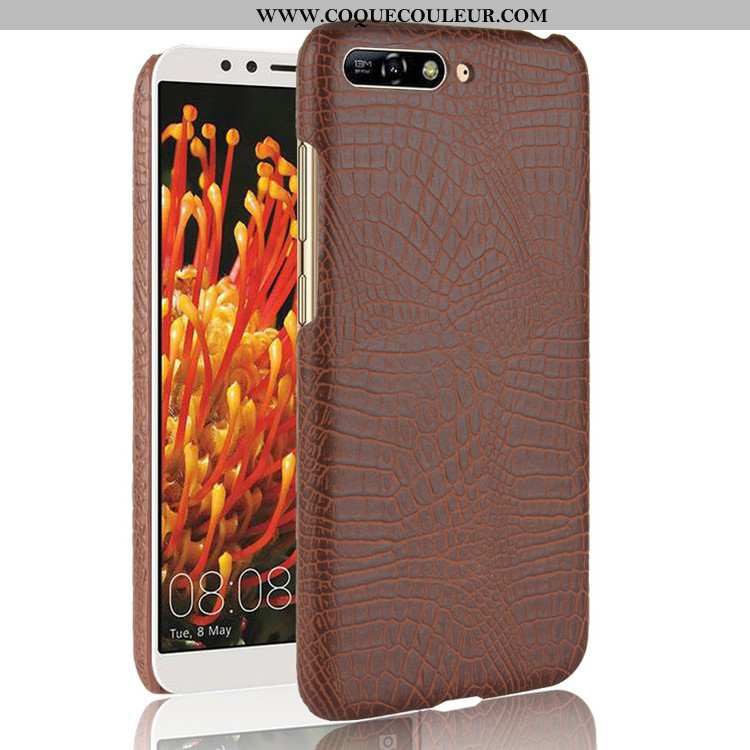 Étui Huawei Y6 2020 Modèle Fleurie 2020 Incassable, Coque Huawei Y6 2020 Crocodile Marron