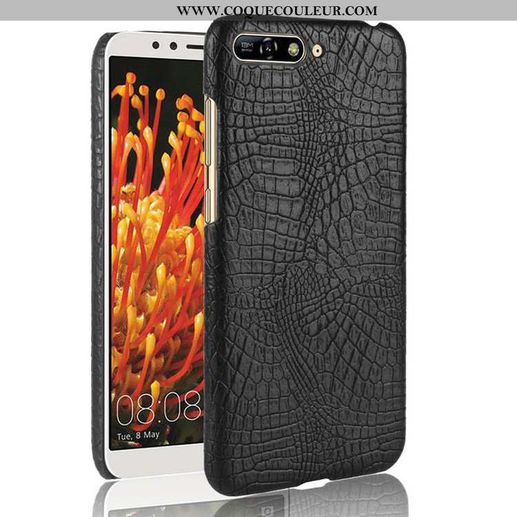 Étui Huawei Y6 2020 Modèle Fleurie 2020 Incassable, Coque Huawei Y6 2020 Crocodile Marron