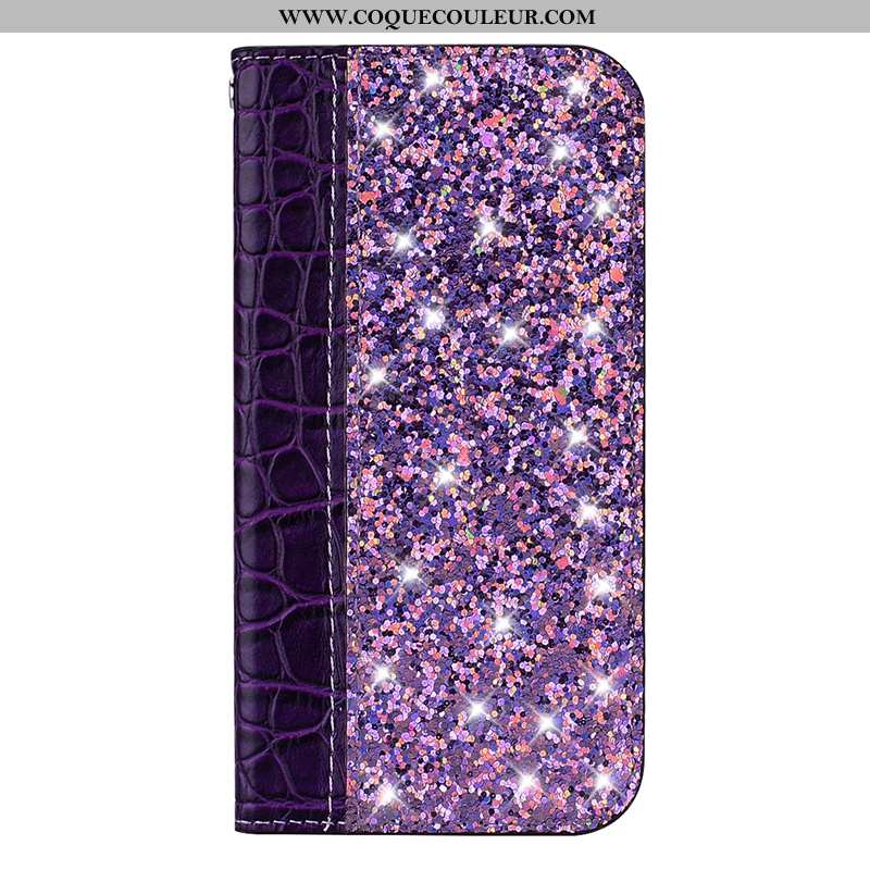 Housse Huawei Y6 2020 Cuir Coque Crocodile, Étui Huawei Y6 2020 Modèle Fleurie Violet