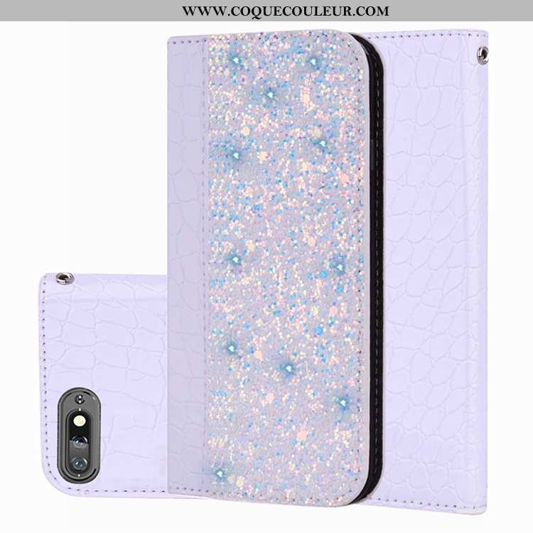 Housse Huawei Y6 2020 Cuir Coque Crocodile, Étui Huawei Y6 2020 Modèle Fleurie Violet