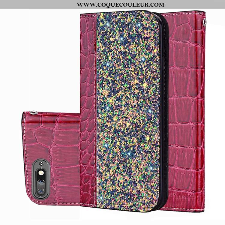 Housse Huawei Y6 2020 Cuir Coque Crocodile, Étui Huawei Y6 2020 Modèle Fleurie Violet