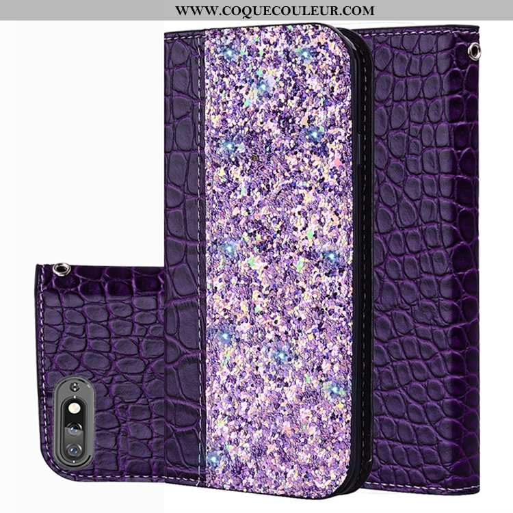 Housse Huawei Y6 2020 Cuir Coque Crocodile, Étui Huawei Y6 2020 Modèle Fleurie Violet