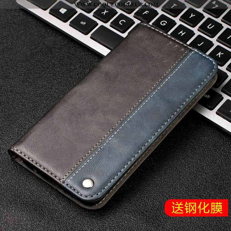 Housse Huawei Y6 2020 Cuir Véritable Incassable, Étui Huawei Y6 2020 Gris Coque