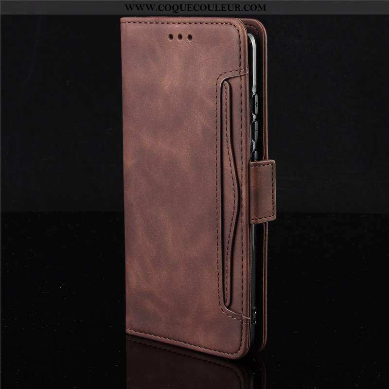 Housse Huawei Y6 2020 Cuir Étui, Étui Huawei Y6 2020 Portefeuille Carte Marron