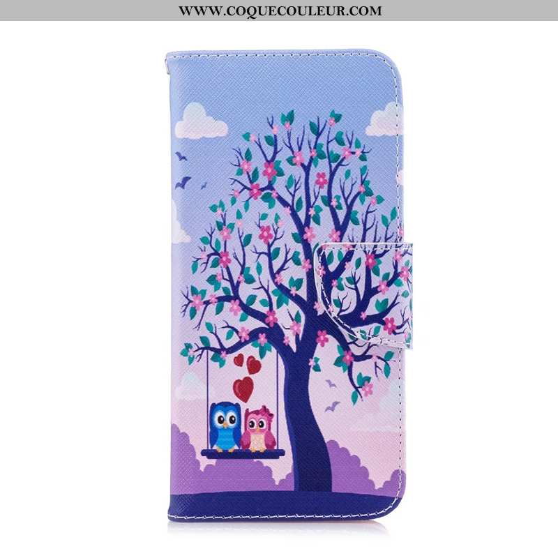 Coque Huawei Y6 2020 Protection Violet Étui, Housse Huawei Y6 2020 Cuir 2020