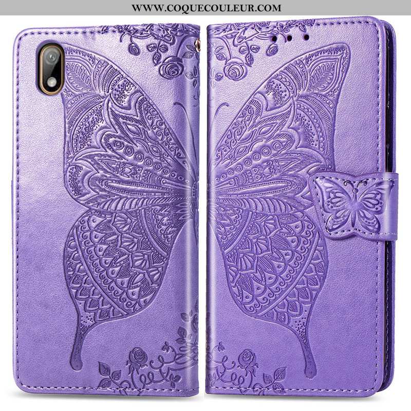 Étui Huawei Y6 2020 Charmant Fleur Violet, Coque Huawei Y6 2020 Cuir Violet