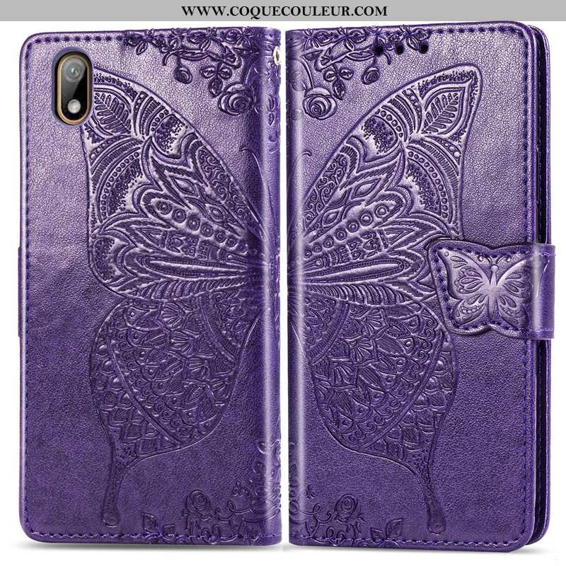 Étui Huawei Y6 2020 Charmant Fleur Violet, Coque Huawei Y6 2020 Cuir Violet