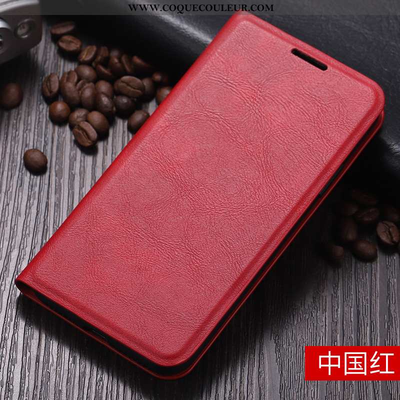 Coque Huawei Y6 2020 Protection Téléphone Portable Étui, Housse Huawei Y6 2020 Cuir Incassable Rouge