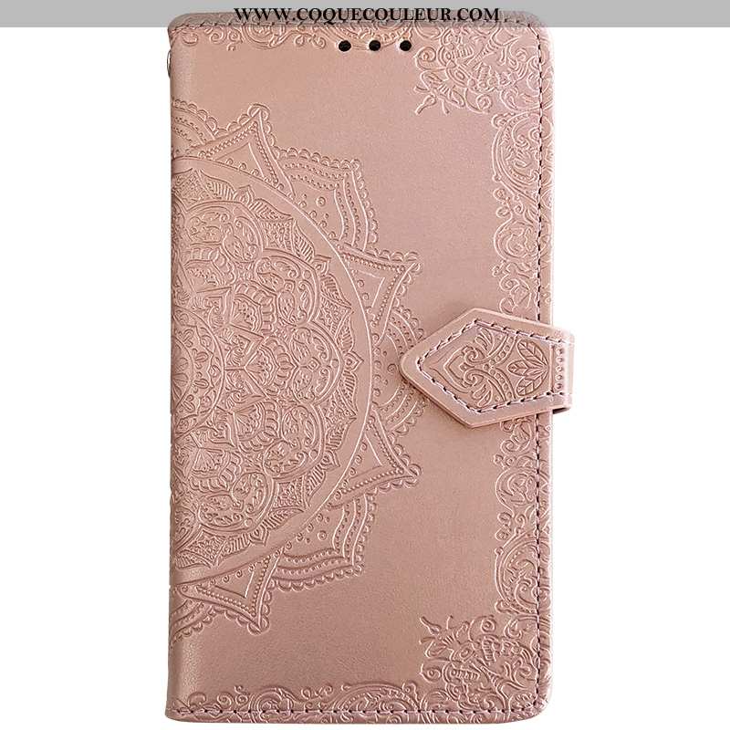 Coque Huawei Y6 2020 Portefeuille Carte Étui, Housse Huawei Y6 2020 Cuir Téléphone Portable Rose