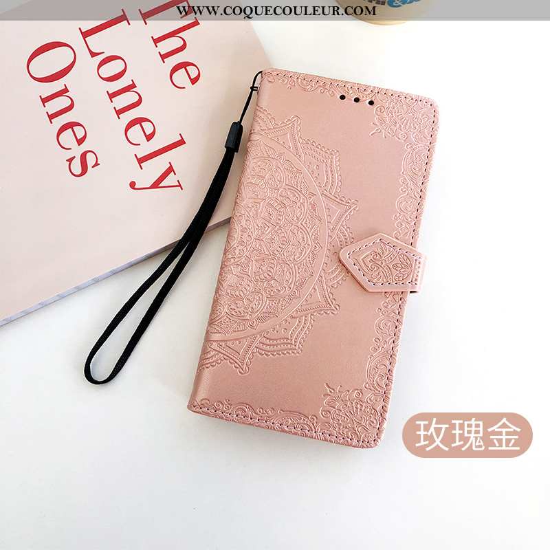 Coque Huawei Y6 2020 Portefeuille Carte Étui, Housse Huawei Y6 2020 Cuir Téléphone Portable Rose