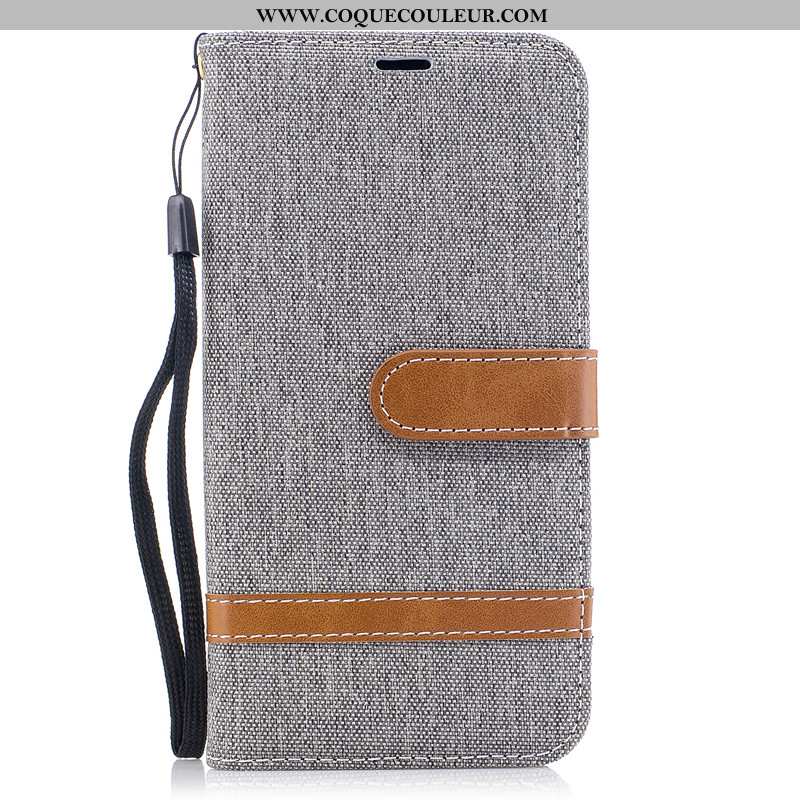 Housse Huawei Y6 2020 Portefeuille Carte Housse, Étui Huawei Y6 2020 Cuir En Denim Marron