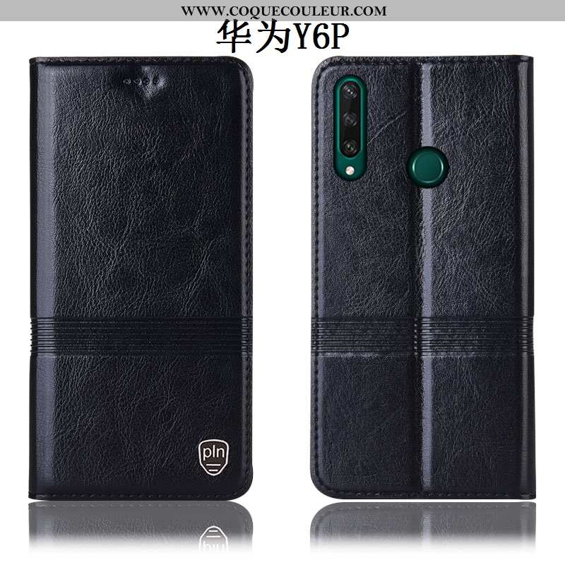 Housse Huawei Y6p Cuir Véritable Coque Housse, Étui Huawei Y6p Modèle Fleurie Téléphone Portable Mar