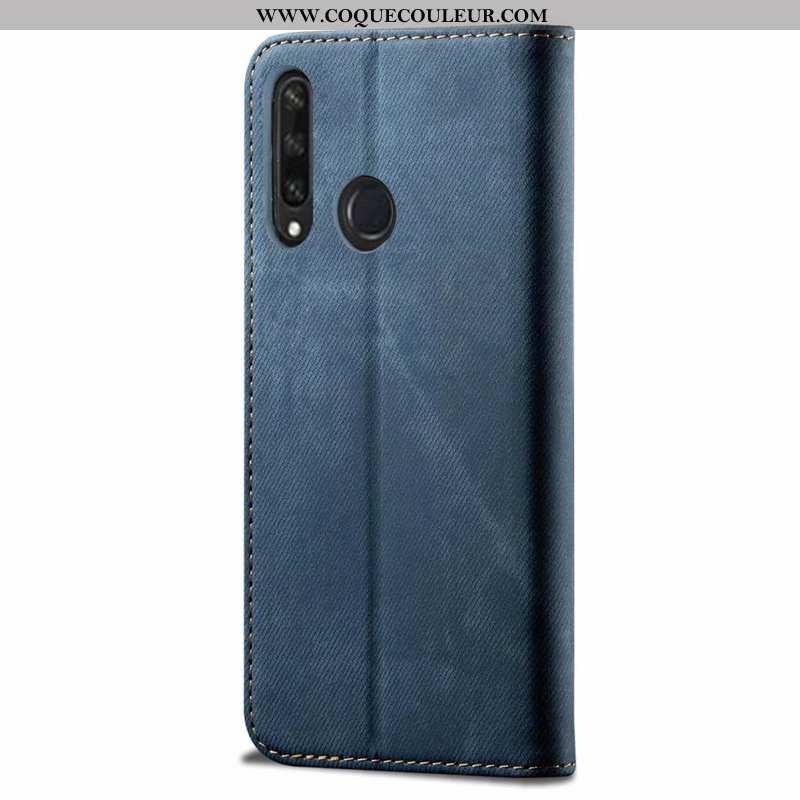 Coque Huawei Y6p Silicone Étui Bleu, Housse Huawei Y6p Protection Cuir Bleu