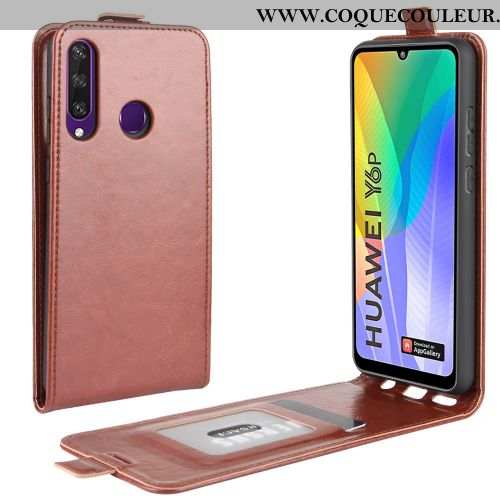 Coque Huawei Y6p Protection Rouge Téléphone Portable, Housse Huawei Y6p Portefeuille Cuir