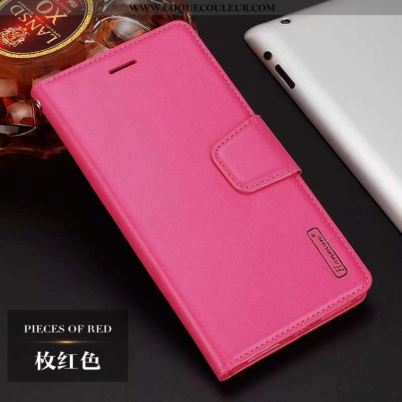 Étui Huawei Y6p Cuir Rose Véritable, Coque Huawei Y6p Silicone Tout Compris