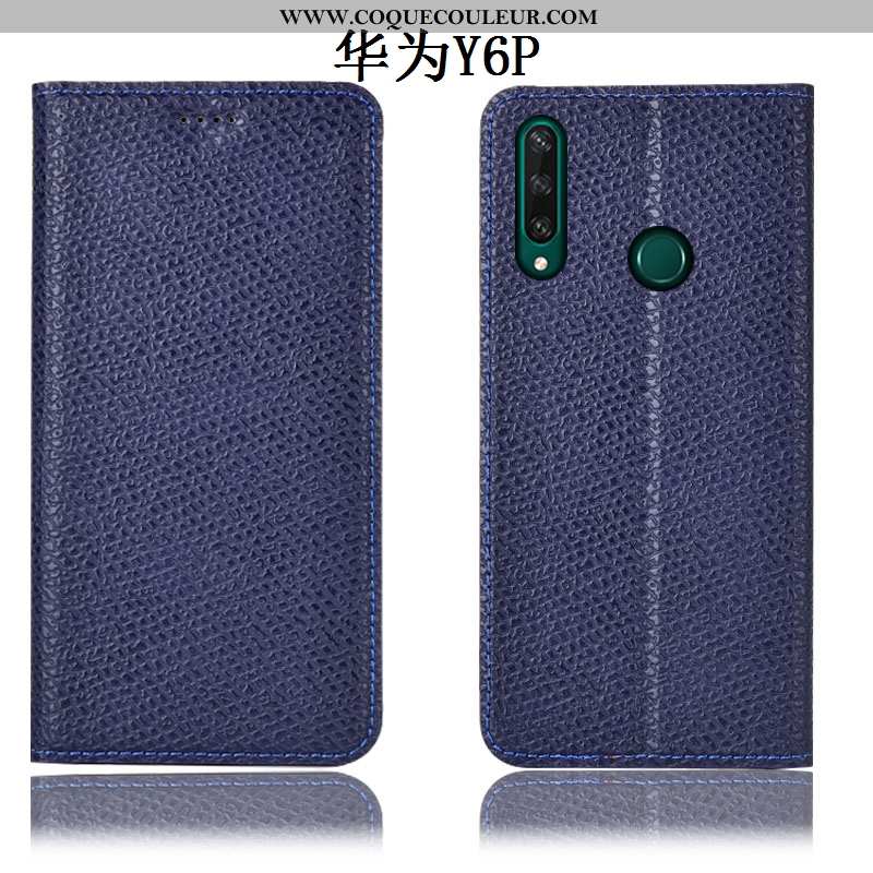 Coque Huawei Y6p Protection Incassable, Housse Huawei Y6p Cuir Véritable Rouge