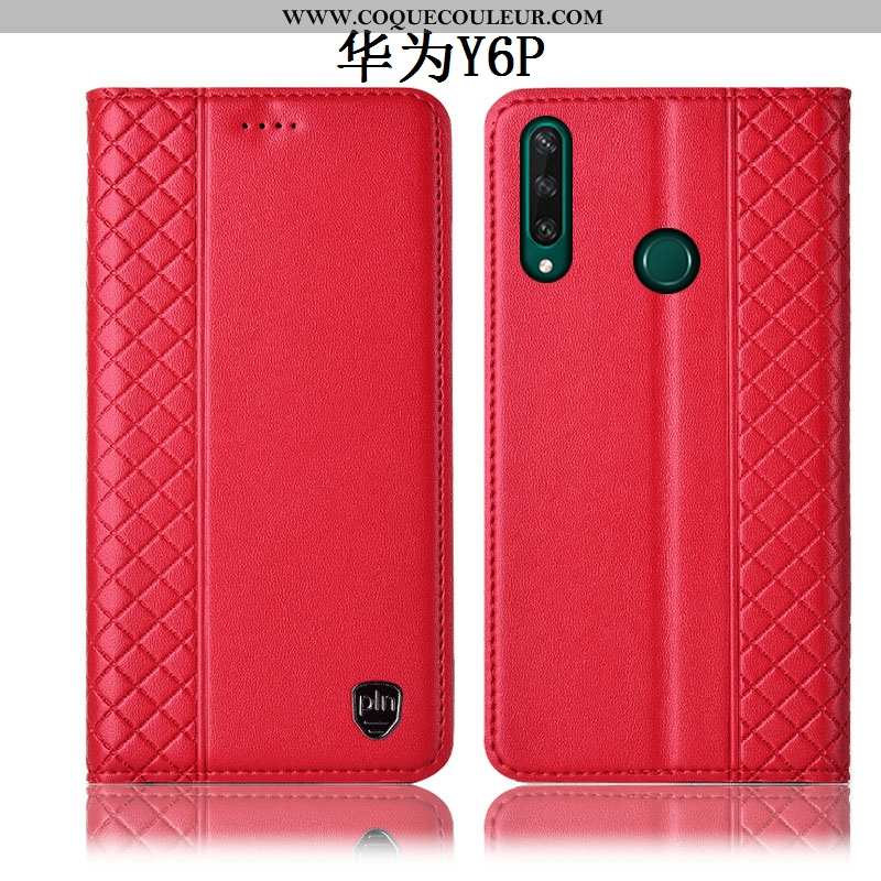 Étui Huawei Y6p Cuir Véritable Téléphone Portable Coque, Coque Huawei Y6p Protection Incassable Marr