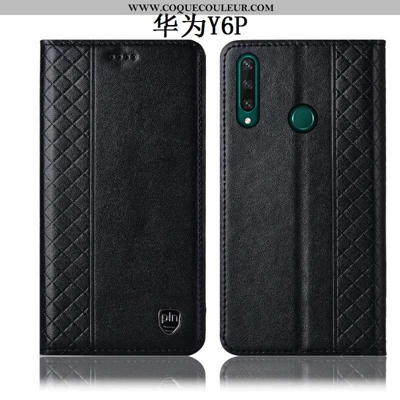 Étui Huawei Y6p Cuir Véritable Téléphone Portable Coque, Coque Huawei Y6p Protection Incassable Marr