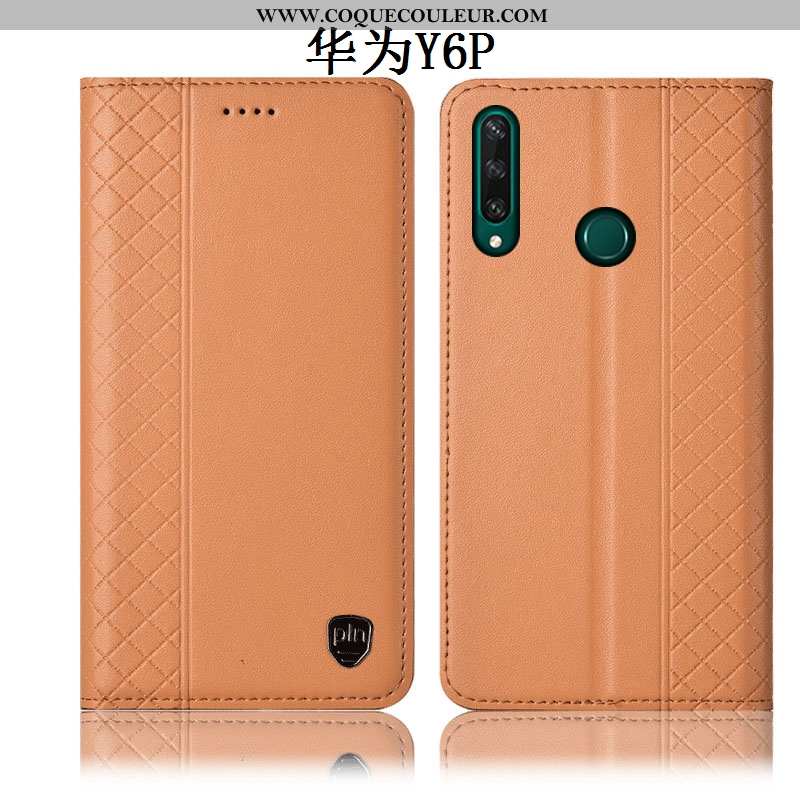 Étui Huawei Y6p Cuir Véritable Téléphone Portable Coque, Coque Huawei Y6p Protection Incassable Marr