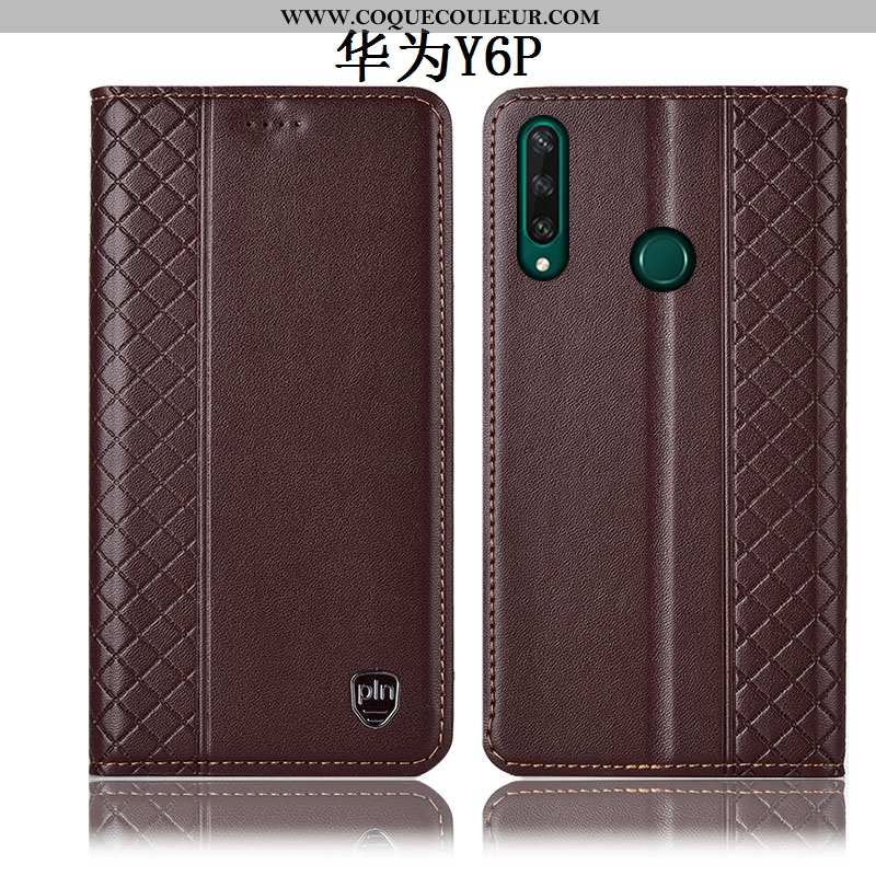 Étui Huawei Y6p Cuir Véritable Téléphone Portable Coque, Coque Huawei Y6p Protection Incassable Marr