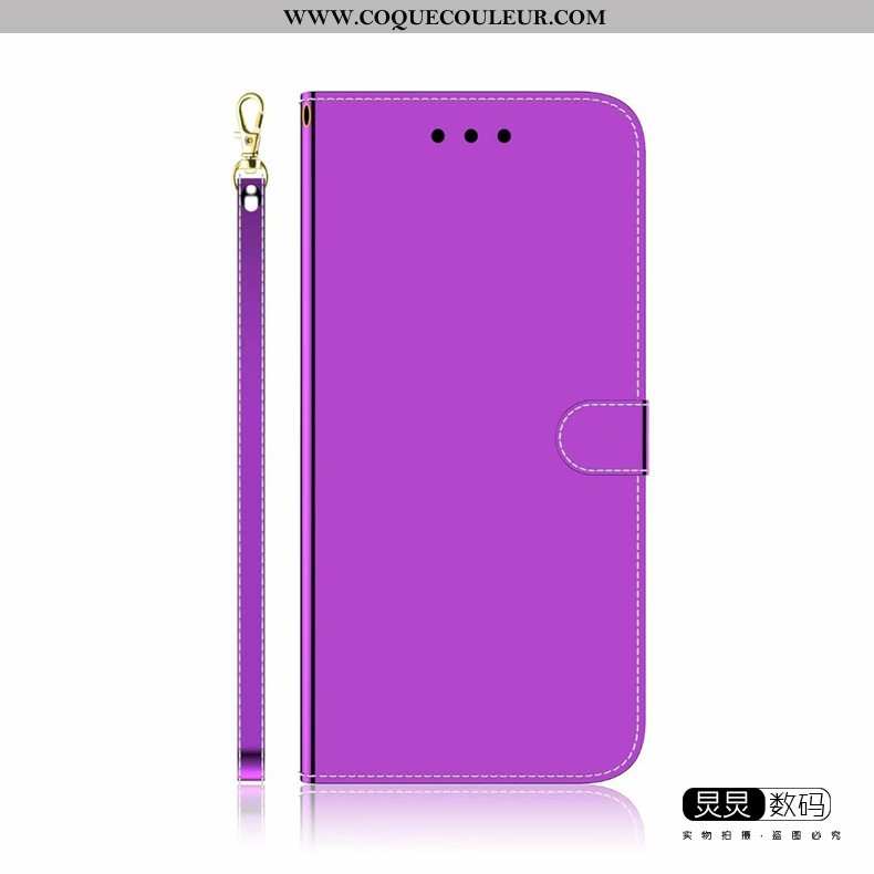 Étui Huawei Y6p Protection Cuir Miroir, Coque Huawei Y6p Personnalité Luxe Violet