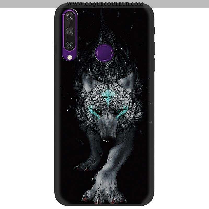 Étui Huawei Y6p Créatif Coque Noir, Huawei Y6p Dessin Animé Peinture Rose