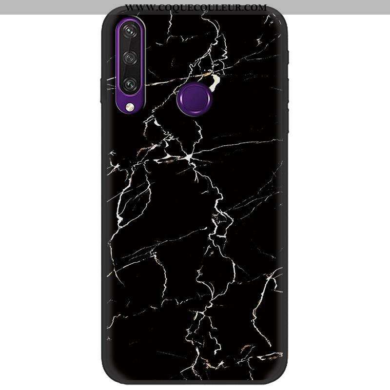 Étui Huawei Y6p Créatif Coque Noir, Huawei Y6p Dessin Animé Peinture Rose