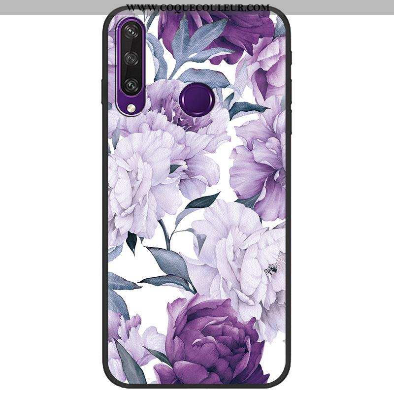 Étui Huawei Y6p Créatif Coque Noir, Huawei Y6p Dessin Animé Peinture Rose