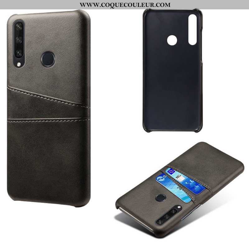 Coque Huawei Y6p Légère Protection Noir, Housse Huawei Y6p Cuir Carte Noir