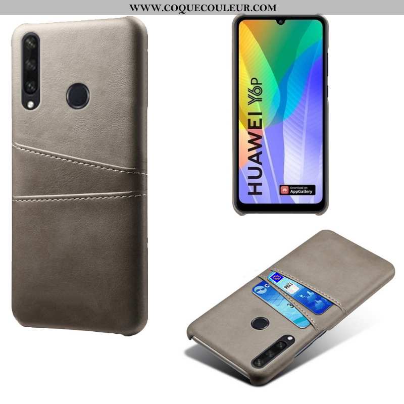 Coque Huawei Y6p Légère Protection Noir, Housse Huawei Y6p Cuir Carte Noir