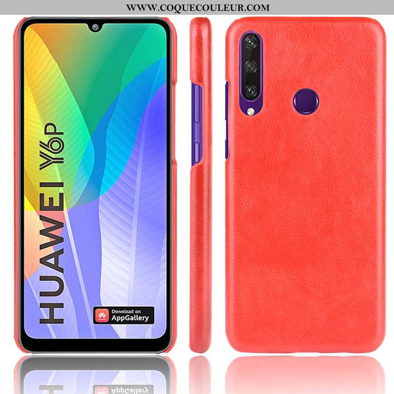 Coque Huawei Y6p Protection Litchi Difficile, Housse Huawei Y6p Modèle Fleurie Téléphone Portable Ma