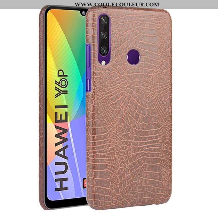 Étui Huawei Y6p Cuir Vintage Difficile, Coque Huawei Y6p Modèle Fleurie Téléphone Portable Bleu