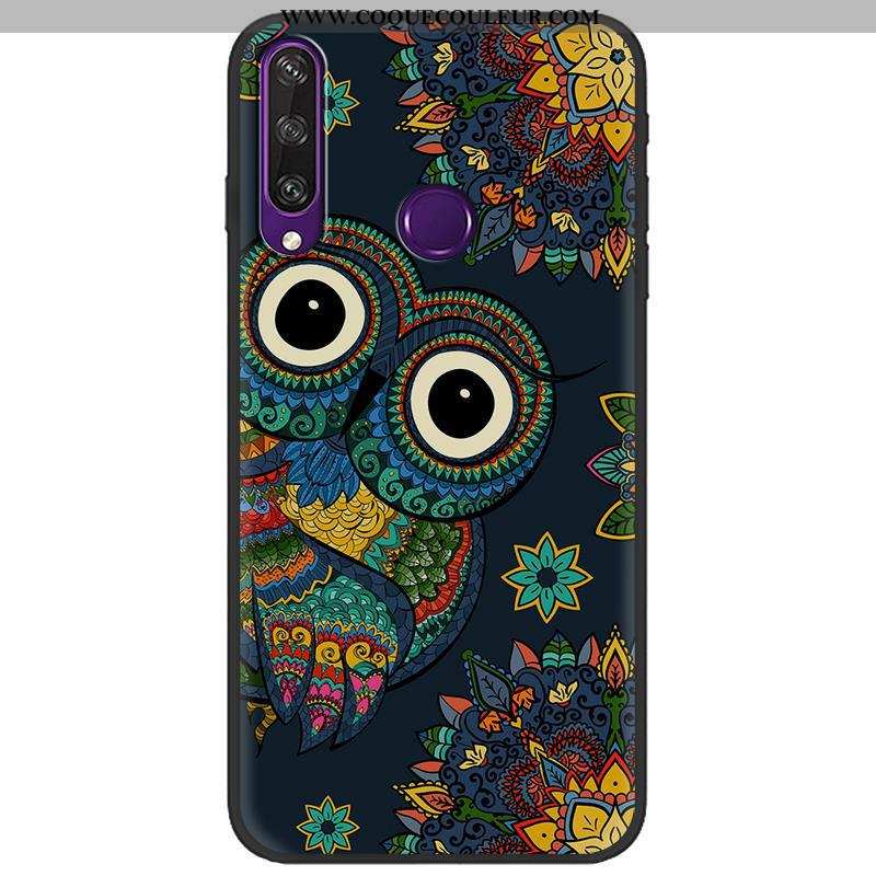 Étui Huawei Y6p Protection Peinture Dessin Animé, Coque Huawei Y6p Délavé En Daim Verte