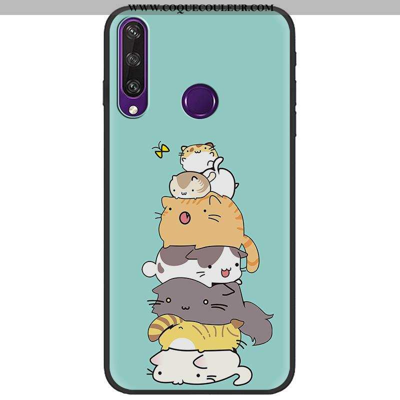 Étui Huawei Y6p Protection Peinture Dessin Animé, Coque Huawei Y6p Délavé En Daim Verte