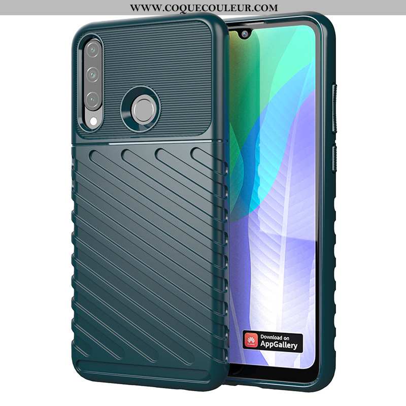 Housse Huawei Y6p Fluide Doux Étui Téléphone Portable, Huawei Y6p Coque Europe Bleu