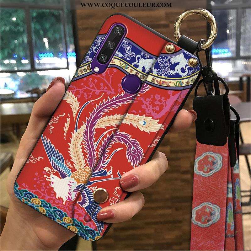 Coque Huawei Y6p Vintage Bleu Style Chinois, Housse Huawei Y6p Tendance Support