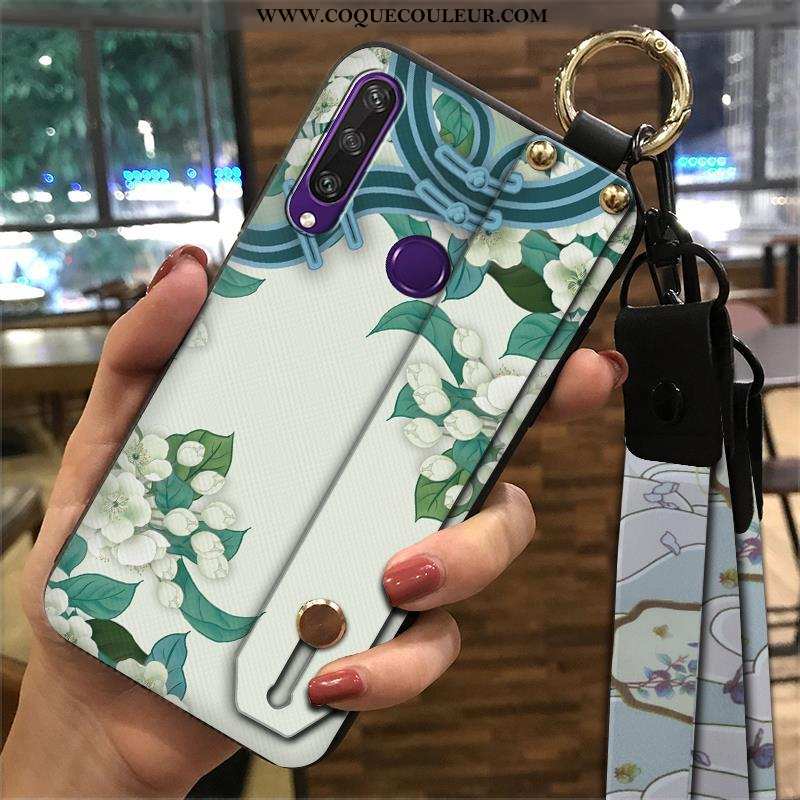 Coque Huawei Y6p Vintage Bleu Style Chinois, Housse Huawei Y6p Tendance Support