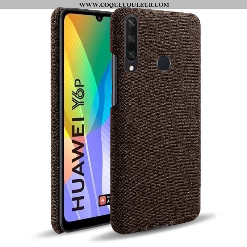 Housse Huawei Y6p Modèle Fleurie Tissu Téléphone Portable, Étui Huawei Y6p Cuir Coque Gris