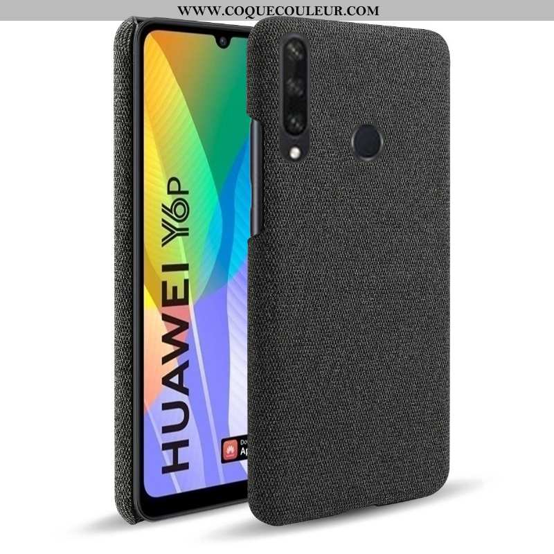 Housse Huawei Y6p Modèle Fleurie Tissu Téléphone Portable, Étui Huawei Y6p Cuir Coque Gris