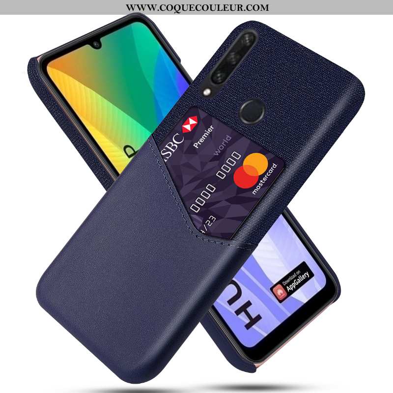 Housse Huawei Y6p Protection Carte Noir, Étui Huawei Y6p Cuir Incassable Noir