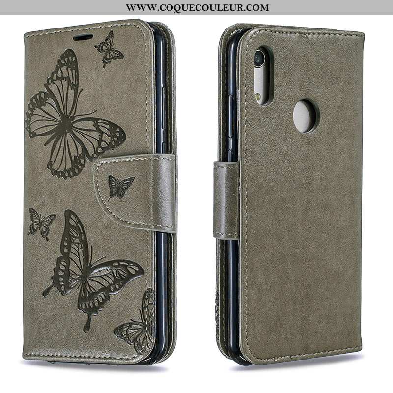 Housse Huawei Y6s Gaufrage Coque Papillon, Étui Huawei Y6s Cuir Jeunesse Rouge